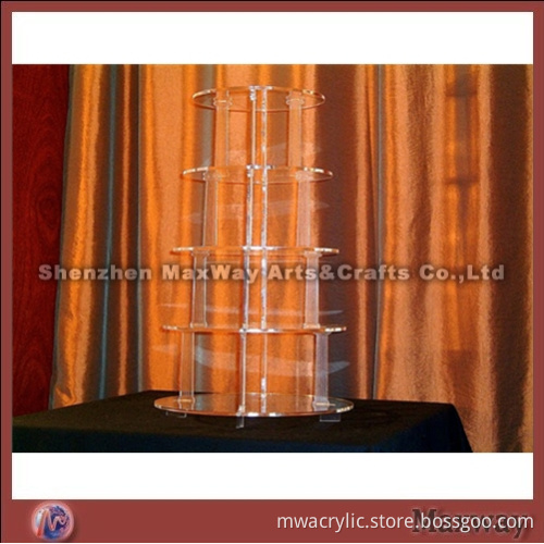 Clear Round Promotional Acrylic 5 Tiers Tower Wedding Party Cup Cake Display Stand Rack